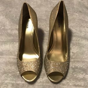Style & Co. Gold Jeweled Heels